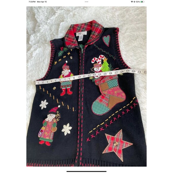 KIKIT Embroidered Christmas Sweater Vest Women's Size Lg Vintage- Ugly Sweater - Picture 12 of 12